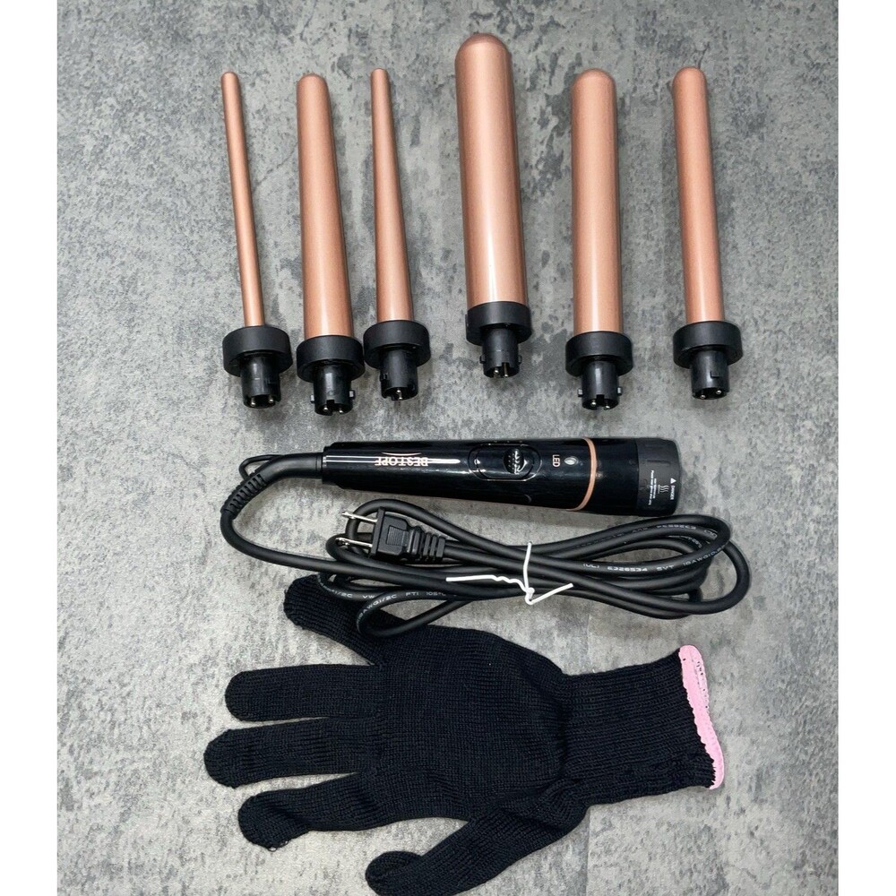 BESTOPE 6 in 1 Ceramic Curling Iron Wand Set with 6 Ceramic Barrels